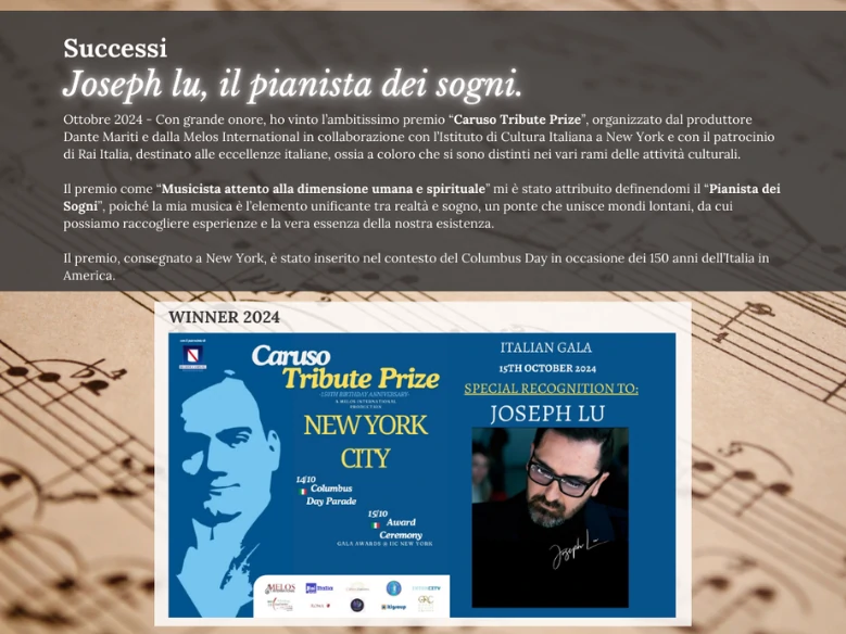 Targetta riconoscimento a Joseph Lu, Il pianista dei sogni
